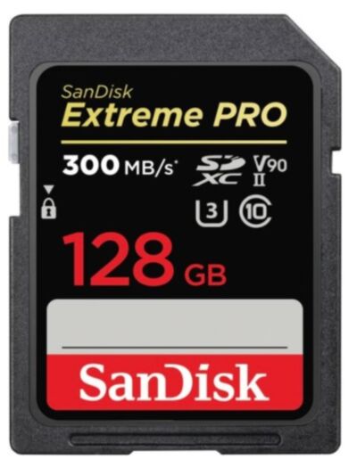 SanDisk 128GB 300MB/s Extreme PRO UHS-II SDXC V90 U3 Class 10