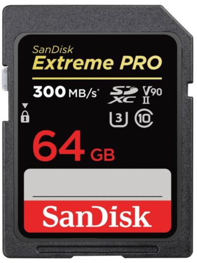 SanDisk 64GB 300MB/s Extreme PRO UHS-II SDXC V90 U3 Class 10